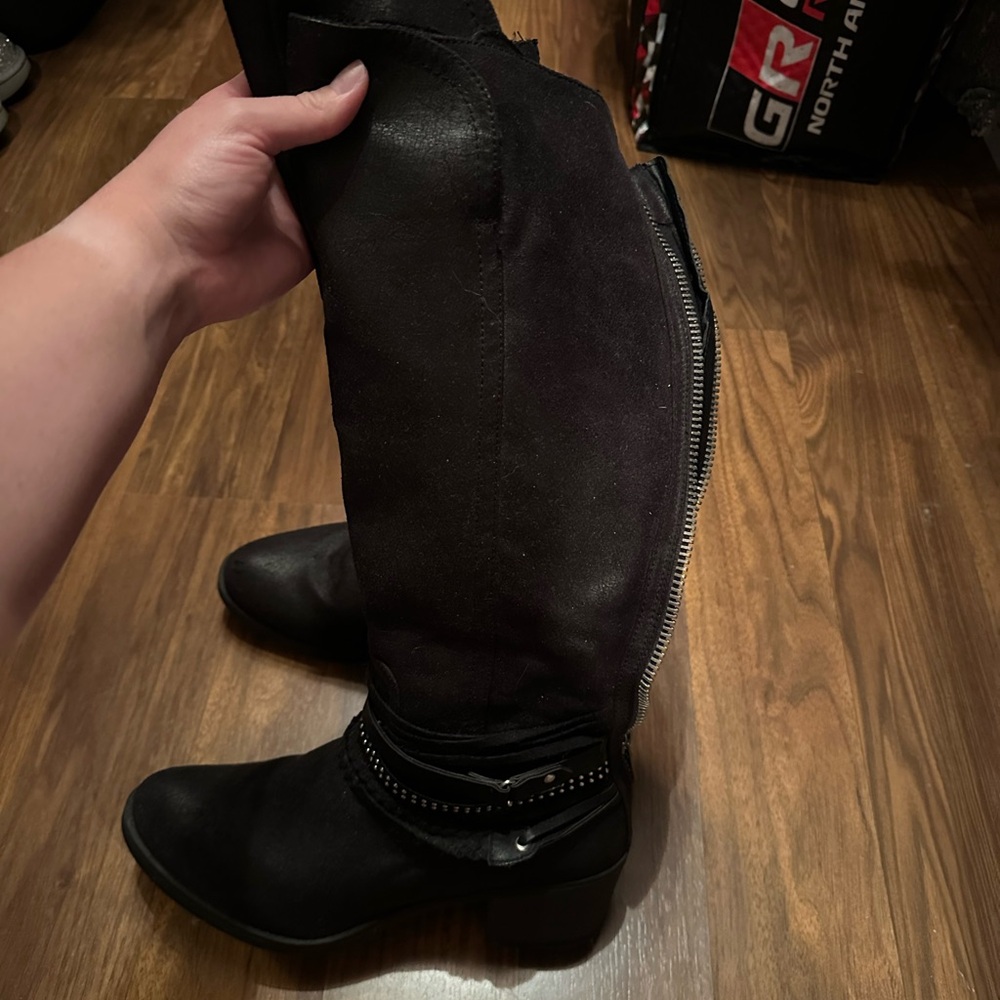 Sonoma Black Over the Knee Boots with Matte Finish